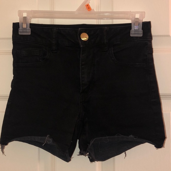 AMERICAN EAGLE black high rise jean shorts - Picture 1 of 7